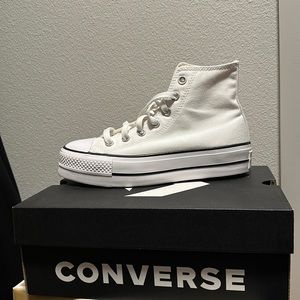 Converse white platform high tops